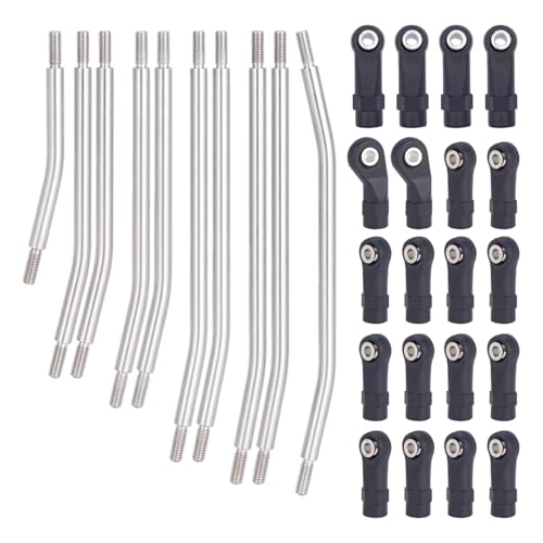 RC car Components Compatible with Axial for SCX10 II 1/10 RC Crawler Car Upgrade Parts Stainless Steel Links Rod Set with Ball End 90046(313mm) - size: 313mm