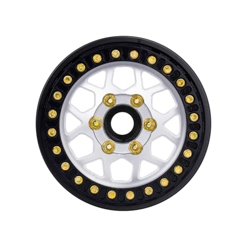 4pcs CNC Aluminum 1.9 Beadlock Wheel Hub Rim for 1/10 RC Crawler Car SCX10 RC4WD D90 TRX4 Capra VS4-10 CC01 LCG Tires Upgrades (Silver) - color: Silver