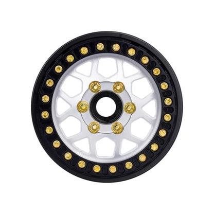 4pcs CNC Aluminum 1.9 Beadlock Wheel Hub Rim for 1/10 RC Crawler Car SCX10 RC4WD D90 TRX4 Capra VS4-10 CC01 LCG Tires Upgrades (Silver) - color: Silver