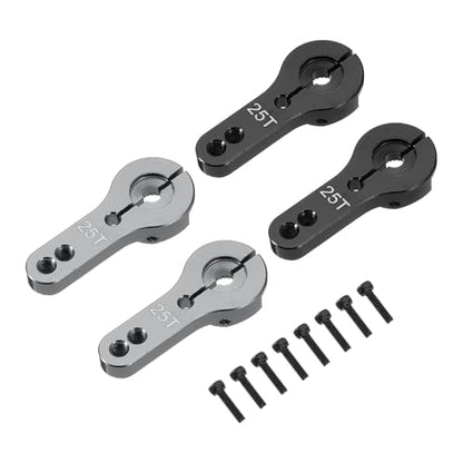 MECCANIXITY 4 Pcs Aluminum Alloy 25T Steering Servo Arm Horn for DIY RC Car/Boat/Airplane Boat Accessories, Black/Gray - color: Black/Gray