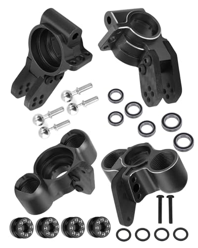 Front Knuckles Steering Blocks & Rear Hub Stub Axle Carriers Upgrades Part for 1/8 Kraton/Notorious/Outcast 6S BLX 4WD,Alloy Steering Hop Ups,Replaces #AR330505#AR330404,Black - color: Black