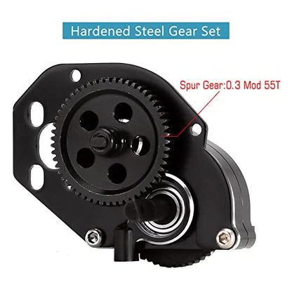 INJORA CNC Aluminum Complete Transmission Gearbox for SCX24 AX24, Black - color: Black