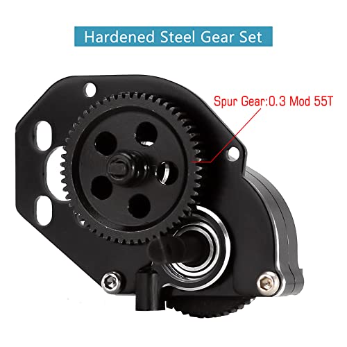 INJORA CNC Aluminum Complete Transmission Gearbox for SCX24 AX24, Black - color: Black