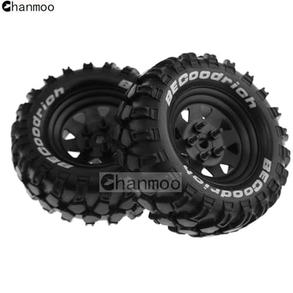 1.9 RC Crawler Tires And Metal Beadlock Wheels Rims 12mm Drive Adaptors 1:10 Soft Mud Tyres For 1/10 Rock Crawler Car Traxxas TRX4 D90 TF2 Axial Redcat Gen8 SCX10 Tamiya CC01 4PCS (Black) - color: Black