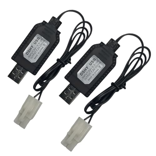 2 Pack Chnfut 7.2V Battery Charger Cable,Compatible for Tamiya KET-2P Compatible RC Cars, RC Excavator，RC Tanks, RC Boats and Other Remote Control Toys for Universal 7.2V Lipo Battery USB Charger - size: Ket_7.2-2Pack