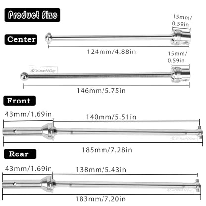 RC Drive Shafts Axles Upgrades Part for 1/8 Kraton 6S BLX,Steel #45 Front & Rear Driveshaft,Center CVD Dogbone,6pcs,Silver - color: Silver(6pcs)