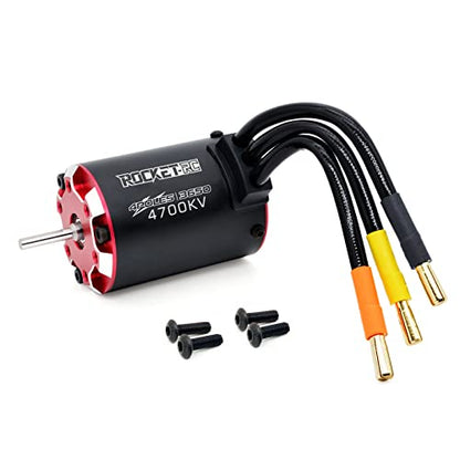 Supersonic 3650 Brushless Motor, 4700kv 4 Pole Shaft 3.175mm RC Motor for 1/10 RC Car Buggy Truck - size: 4700kv