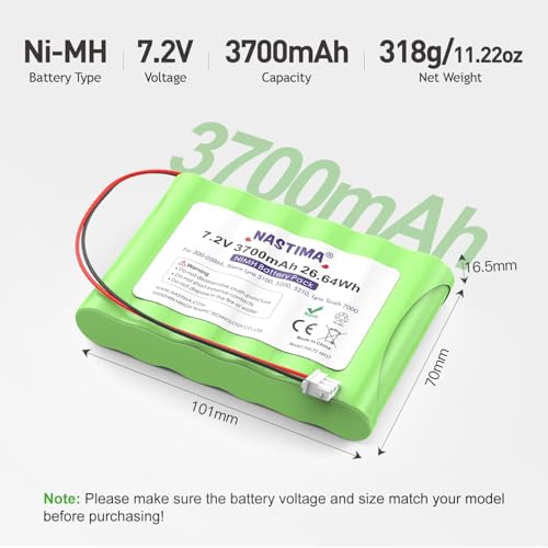 NASTIMA 7.2V NIMH Battery Compatible with Honeywell Alarm Lynx 5100, 5200 | 3700mAh battery replacement for Honeywell 5210, Lynx Touch 7000, Lyric Controller Lyric Keypad - size: White 3 Prong