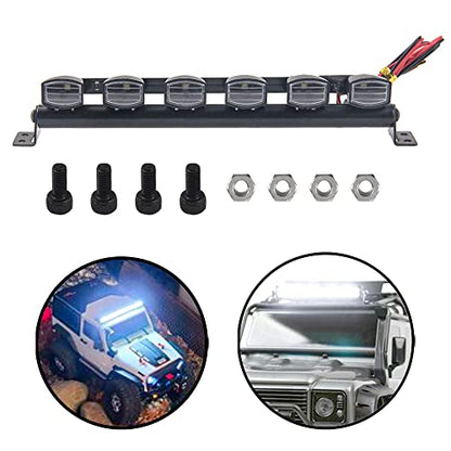 RC LED Light Bar Roof LED Lamp Compatible with Traxxas TRX-4 SCX10 90046 D90 SCX10 II CC01 Redcat Gen7 1/10 RC Crawler Car Truck (6 LED Light) - style: 6Led Light