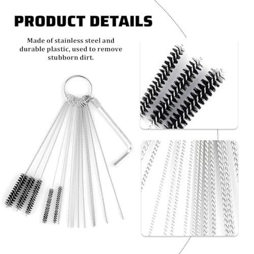 Car Carburetor Cleaner Kit, Carbon Dirt Torch Tip Cleaner Set with 15 Nylon Brushes 30 Cleaning Needles 1 Hex Wrench, Carb Carburetor Clean Tool, Suitable for Carb Spray Gun