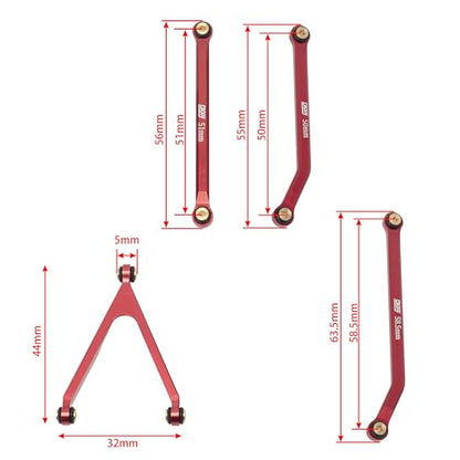 DKKY CNC Aluminum High Clearance for 1/24 RC Crawler Axial SCX24 AXI00001 C10 AXI00002 Jeep JLU Ford Bronco AXI00006 Upgrades (Red) - color: Red