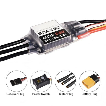 3542 Outrunner Brushless Motor with 80A AM32 ESC, 1630KV/2250KV Options, Compatible with 1/10 and 1/12 RC Crawler Cars (ESC) - color: ESC