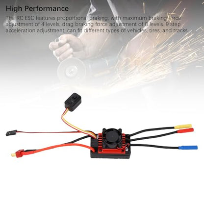 banapoy RC Car Brushless 60A ESC with Water Proof Design for 1/10 Truck, Proportional Braking, for All Weather Sports Competition
