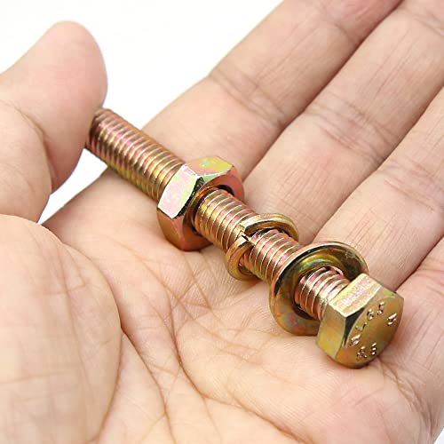 144Pcs Grade 8.8 M6 Hex Head Screws Bolts and Nuts Flat & Lock Washers Assortment Kit 20mm 30mm 40mm 50mm 60mm 70mm - color: M6--36Sets Bolts and Nuts Kit