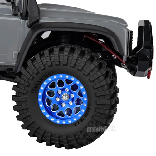 RC 1.3 Beadlock Wheels and Tires for 1/18 TRX4M 1/24 SCX24 FCX24 RC Crawler Car,4pcs RC 1.3 in Brass Rims & Aluminum Beadlock Wheels Rims and Tires,Navy Blue - color: Navy Blue - (4pcs 1.3 Tires)