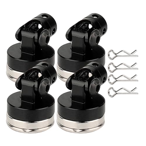 4PCS RC Magnetic Body Post with Clips,Alloy Magnetic Stealth Invisible Body Shell Mount Column Compatible with HSP Redcat Himoto Traxxas SCX10 4WD 1/10 RC Car (Black)