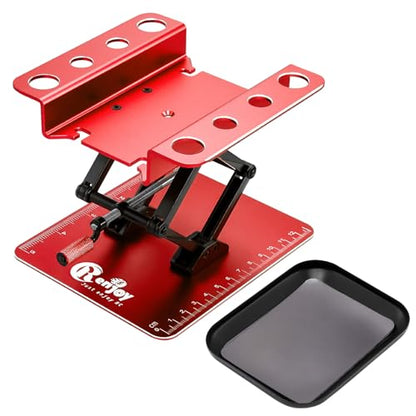 RC Stand Lift Lower Adjustable w/Screw Tray for 1/8 1/10 1/12 RC Car, Red | Aluminum RC Car Work Stand Repair for 1/8 1/10 1/12 RC Car Crawler Traxxas Slash TRX4 Axial SCX10 Arrma Redcat Losi - color: Red