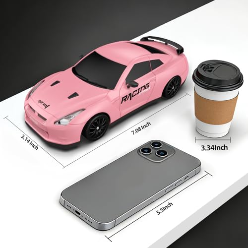 Remote Control Car RC Drift Car 2.4GHz 1:24 Scale 4WD 15KM/H High Speed Model Vehicle with LED Lights Drifting Tire Racing Sport Toy Car for Adults Boys Girls Kids Gift - color: C-pink