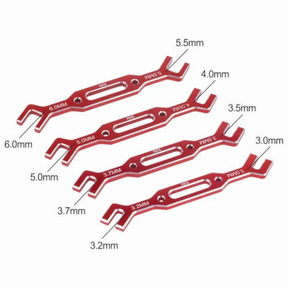 Aluminum Multi-Functional 1/10 RC On Road Car Alignment Tool Set– Camber/Toe/Slip Angle Gauge, Suspension Tuning Setup Gauge, Ultimate Suspension & Steering Adjustment Tool (Red Wrench) - color: Red Wrench