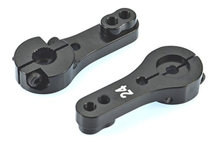 24T for Hitec Black Aluminum Dual Clamping Servo Horn - 2 Pack #8010