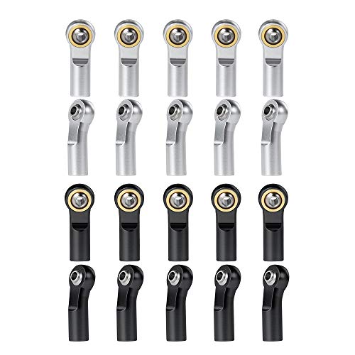 10Pcs Aluminum Link Rod End Joint M3 Metal Ball End Head Holder Tie for 1/10 RC Axial SCX10 90046 (Silver)