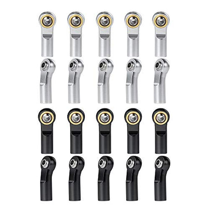 10Pcs Aluminum Link Rod End Joint M3 Metal Ball End Head Holder Tie for 1/10 RC Axial SCX10 90046 (Silver)