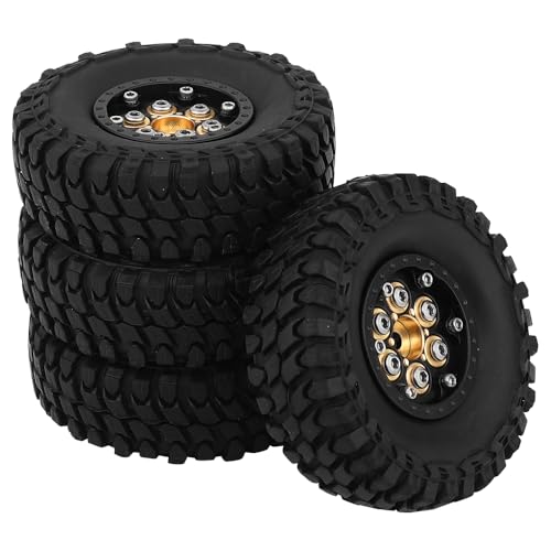 1.0 Brass Beadlock Wheel Tires Set 4PCS Tires for for 1/18 1/24 RC Crawler Car Axial AX24 SCX24 FMS FCX24 TRX4M Metal Upgrade (Lotus pod) - style: Lotus pod