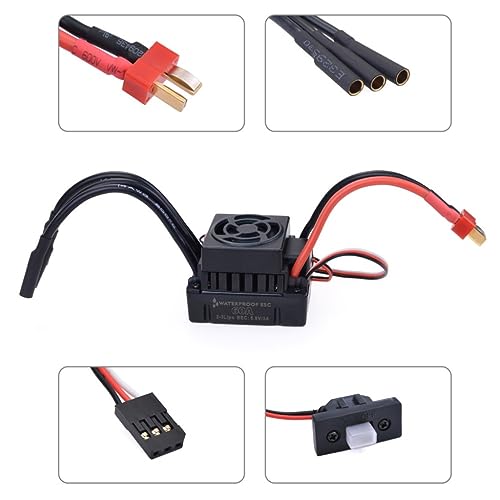 Waterproof 3650 3900KV Brushless Motor with 60A ESC Program Card Combo for 1/10 RC Car Truck Toy - color: Black-2