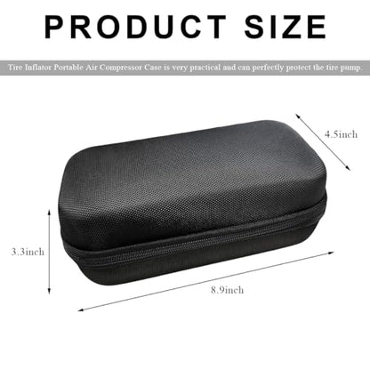 Tire Inflator Portable Air Compressor Case, 120 PSI Air Pump Storage Box for USB Cable Connector Accessories, Hard Carrying Case Compatible with Most Handheld Tire Inflators (Black)