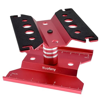 RC Car Aluminum Repair Workstation 360 Degree Rotation Lift Lower Work Stand w/Screw Tray for SCX24 TRX4M FCX24 1/16 1/18 1/24 Scale RC Truck Crawler Buggy (Red) - style: Red