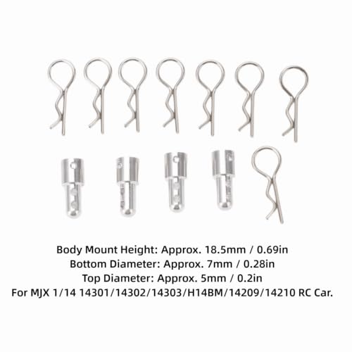 Kit with 8 Retainer Clips, Adjustable Body Shell Column Holders for MJX 1/14 Scale RC Car 14301/14302/14303/H14BM/14209/14210 Hobby Replacement Parts