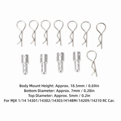 Kit with 8 Retainer Clips, Adjustable Body Shell Column Holders for MJX 1/14 Scale RC Car 14301/14302/14303/H14BM/14209/14210 Hobby Replacement Parts