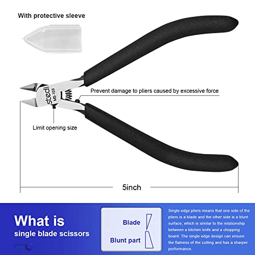 stedi Model Nippers Ultra Thin Single Edge for Plastic Model Kits | Hobby Nippers,Gunpla Nippers,Gunpla Building,Model Assembly,High Hardness Blade,Model Cutter - style: Single-edged (Black_for Professionals)