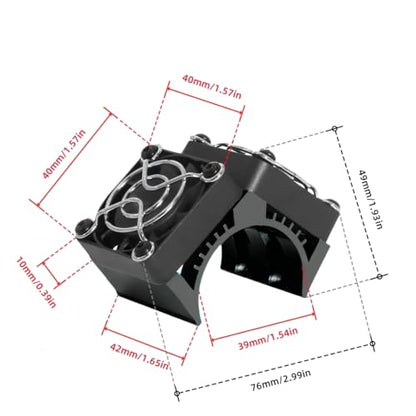 Dual 40mm RC Motor Cooling Fan 40-42mm Compatible with 1/7 1/8 Arrma Traxxas RC Car Fit 4068 4074 4082 4268 4274 Motors (Black) - color: black