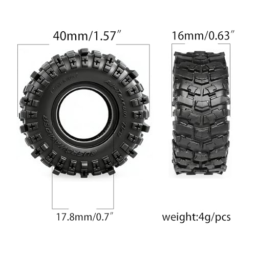 REDSPIDER 0.7" RC Crawler Tires 40mm, RS6 Composite Material Sticky Butyl Rubber Micro Mud Tires with Foam Inserts, High Grip Upgrade for 1/30 Axial SCX30 RC Car (Tires) - color: Tires