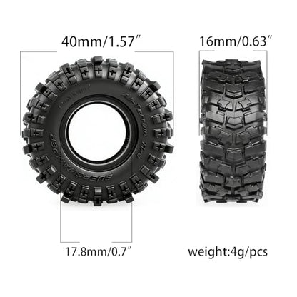 REDSPIDER 0.7" RC Crawler Tires 40mm, RS6 Composite Material Sticky Butyl Rubber Micro Mud Tires with Foam Inserts, High Grip Upgrade for 1/30 Axial SCX30 RC Car (Tires) - color: Tires