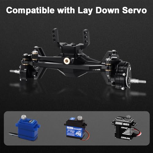 INJORA +5mm Diamond Portal Axle with Lay Down Servo Mount for TRX4M (Black) - color: Black