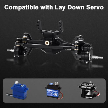 INJORA +5mm Diamond Portal Axle with Lay Down Servo Mount for TRX4M (Black) - color: Black