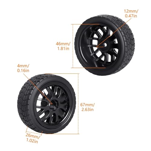 RC Wheel Tires Pre-Glued Tires and Wheels Set On Road RC for 1/10 Scale Racing Car Drift Touring | Dark Grey - color: Dark Grey