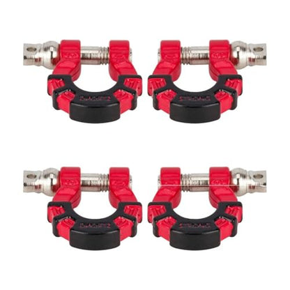 4Pcs Metal Tow Shackle Trailer Buckle for SCX10 TRX4 1/10 RC Crawler | Durable metal shackles, compatible with CC01 D90 D110 TF2. Perfect for tow hook upgrade,off-road crawler accessories.4-pack. - color: Red