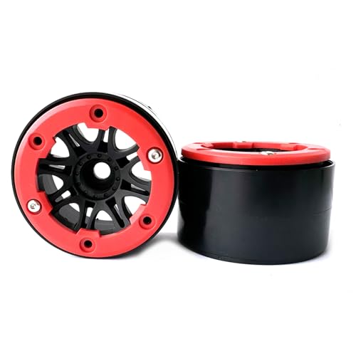 4PCS Plastic 2.2 Inch Beadlock Wheel Rim Wheel Hub 12mm Hex for 1/10 RC Off Road Rock Crawler Car for Axial SCX10 90046 TRX4 Wraith RR10 RBX10 Yeti Capra 2.2Inch Tires(8Holes-Red) - color: 8holes-red