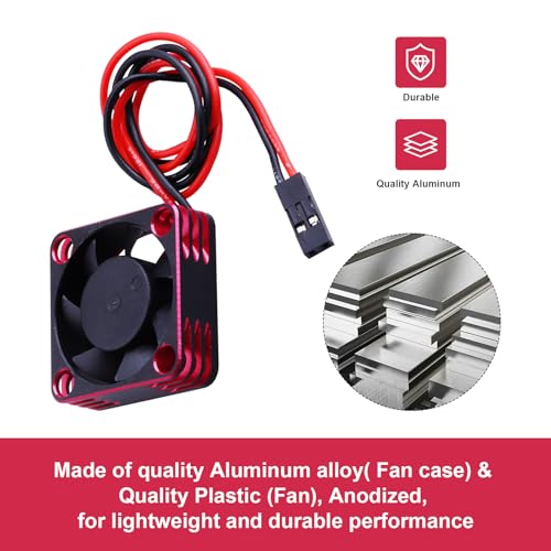 30mm RC Cooling Fan Kit Heatsink for 540 550 Brushed Brushless Motor ESC Aluminum Case (Black&Red) - color: Black&Red