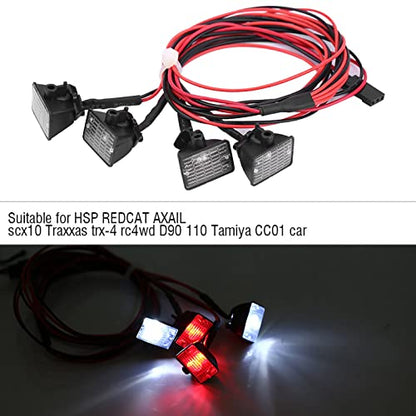 RC LED Light Strip, Waterproof Red White Off-Road Light Bar Roof Mount for RC Crawler Hobbyists Night Driving Outdoor Exploration