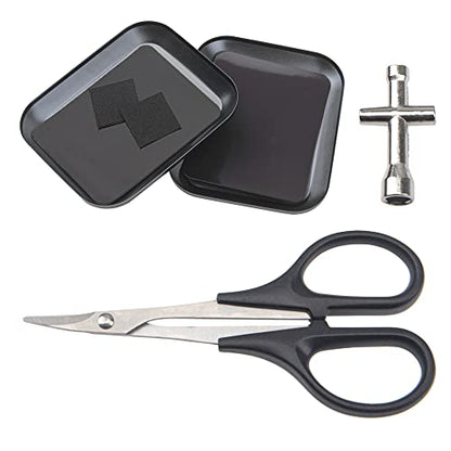 ShareGoo 2Pcs Aluminium Screw Tray with Magnetic Pad & 1Pcs RC Curved Body Trimming Scissors & 1Pcs Wheel Hub Cross Socket Spanner for Rc Models Car Repair Tool (Black) - color: Black
