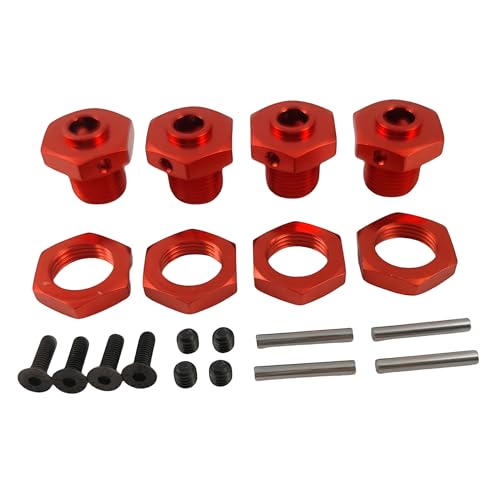 17mm Aluminum Wheel Hex Hub & Nut Set for ARRMA Typhon 4X4 3S BLX (Red) | 550 MEGA,1/8 Scale,Fits Hex Wheels,Upgrade Parts,AR310906 Compatible,ARA310906 ,AR310904 Compatible,ARA310904 Compatible - color: Red