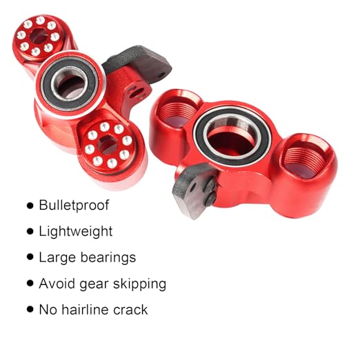 Aluminum Front Steering Blocks & Hub Rear Stub Axle Carriers for ARRMA 6S | 1/7 Mojave Infraction FIRETEAM Felony Limitless 1/8 TYHPON Steering Knuckles Hop Ups,Upgrade AR330187 AR330193 - color: Red, size: Front & Rear Set(Thin)
