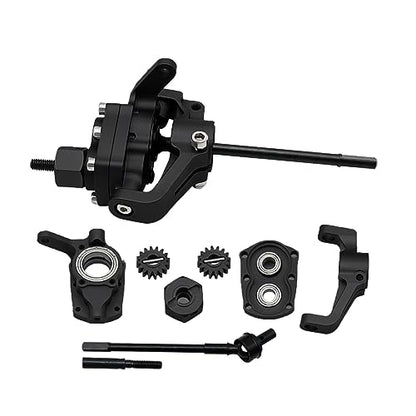 1/10 RC Crawler Aluminum Portal Front and Rear Axle Set for Axial SCX10 II 90046 90047 AR44 – CNC Alloy Axles with Steering Link Upgrade Parts for SCX10 Trucks (Black Front Axle) - color: Black Front Axle