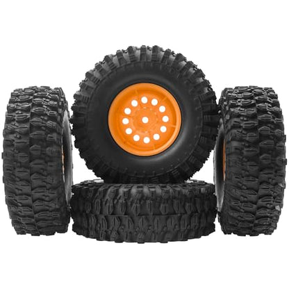 RC 1/10 1.9" Rubber Tires OD 108mm & 12mm Hex Hub Wheel Rims Compatible with Axial SCX10 90046 AXI03007 Traxxas TRX4 Tamiya CC01 D90 TF2 HSP 1/10 RC Crawler Car (Brown) - color: Brown