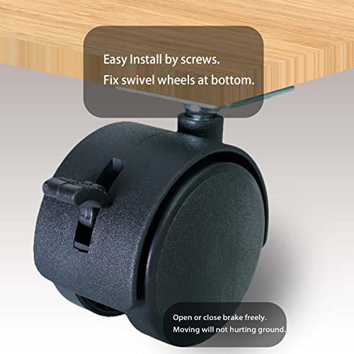 2 Inch Furniture Caster Wheels 4pcs Swivel Plastic Rollers with Locks Stainless Screws Small Universal Plate Wheel Casters Replacement for Cabinet Drawer Table Desk Cart in Office Kitchen - style: 2 Inches Plate Casters