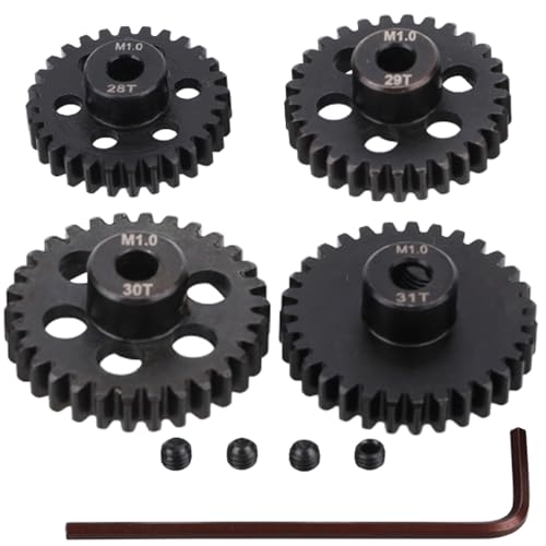4PCS M1 5mm Shaft Hole 28T 29T 30T 31T Steel Pinion Motor Gear Compatible with 1/8 RC Car Brushed Brushless Motor